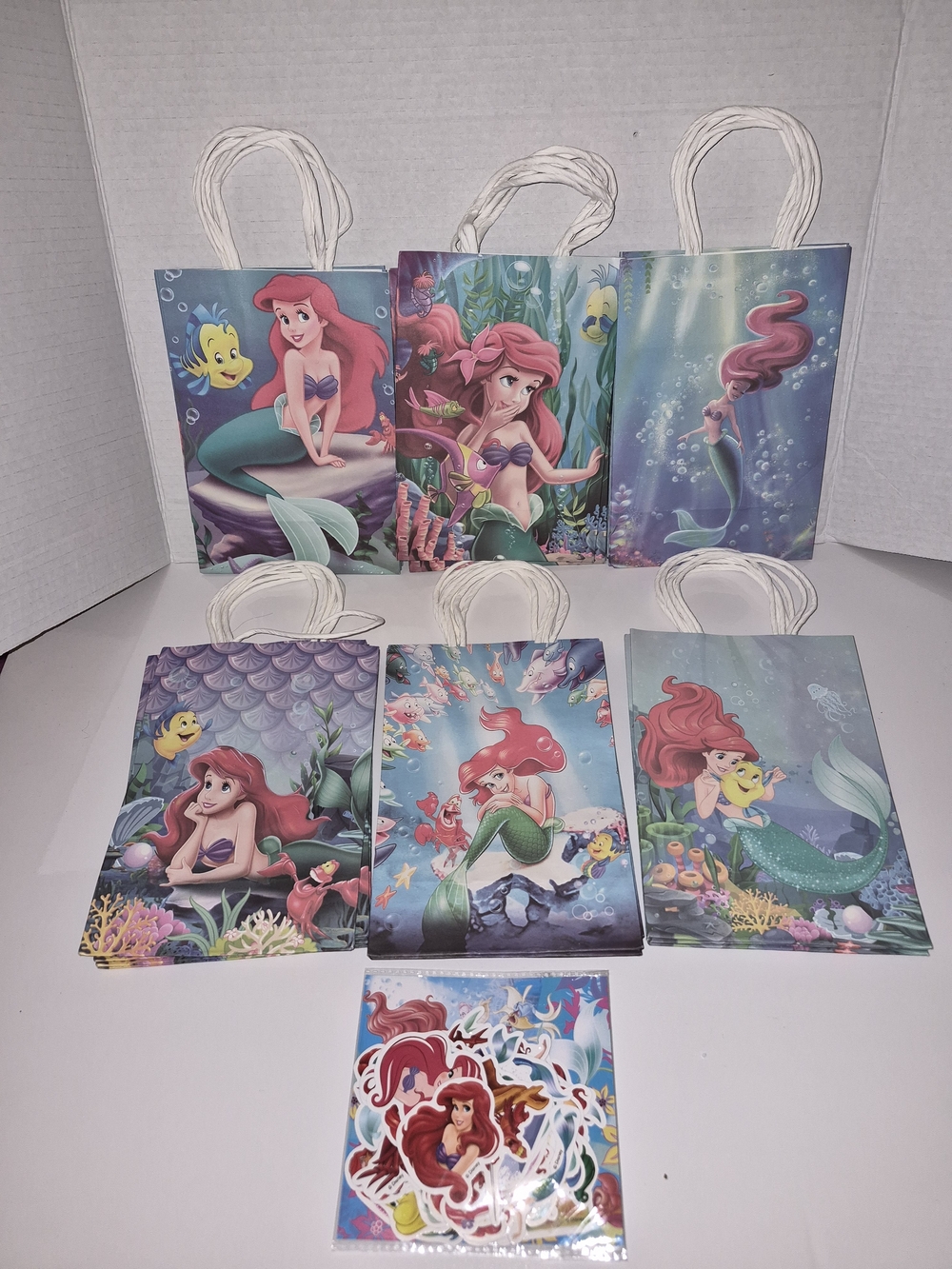 Disney The Little Mermaid Gift Bag Set Party Favors Loot Bag With Stickers